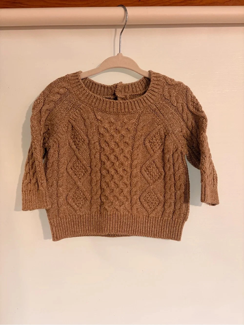 Baby cable knit sweater in camel